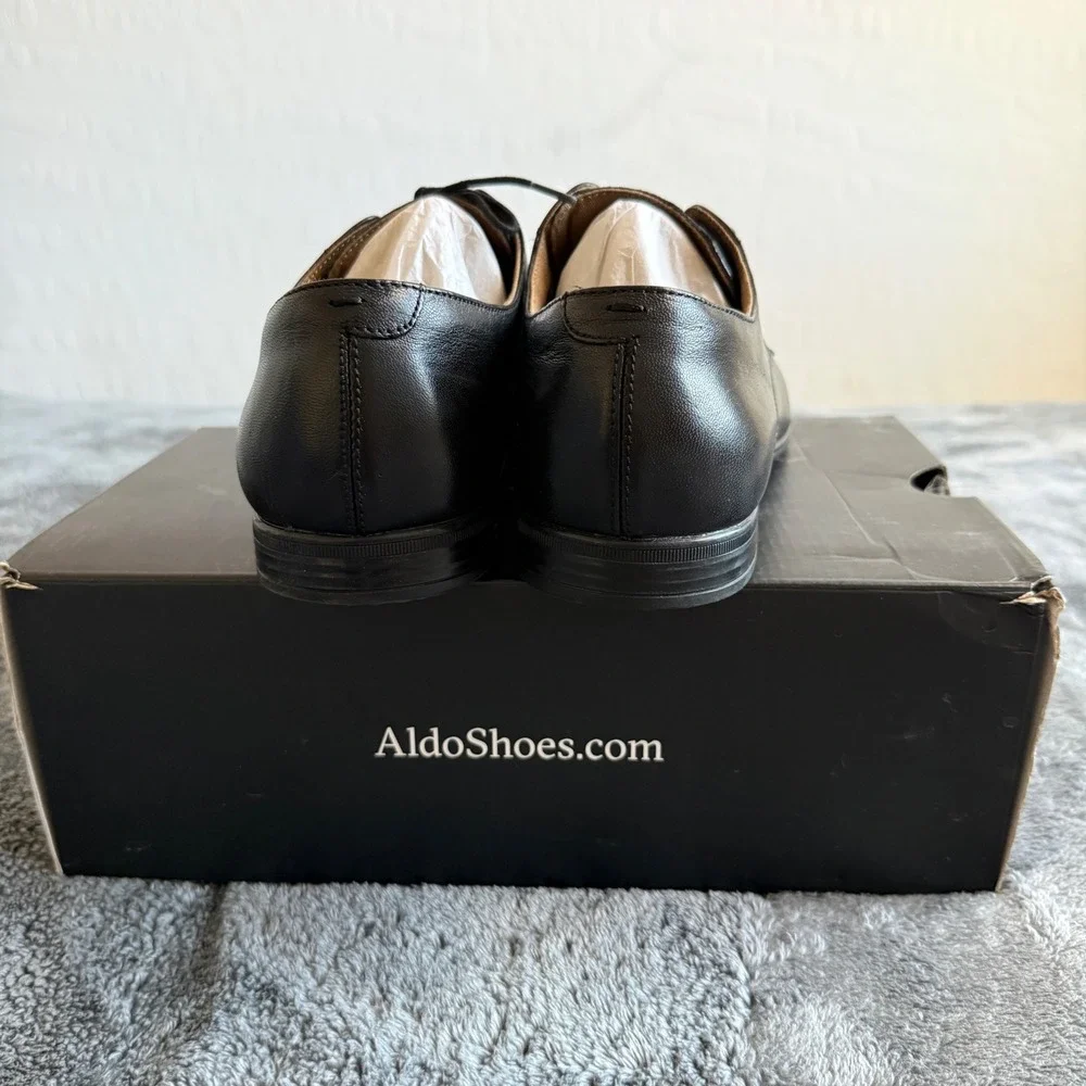 Aldo Black Leather Dress Shoes Men's US 9 Oxford Lace Up Formal Business